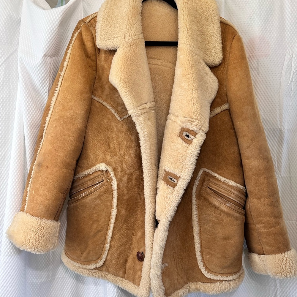 Men's Tan Shearling sheepskin jacket